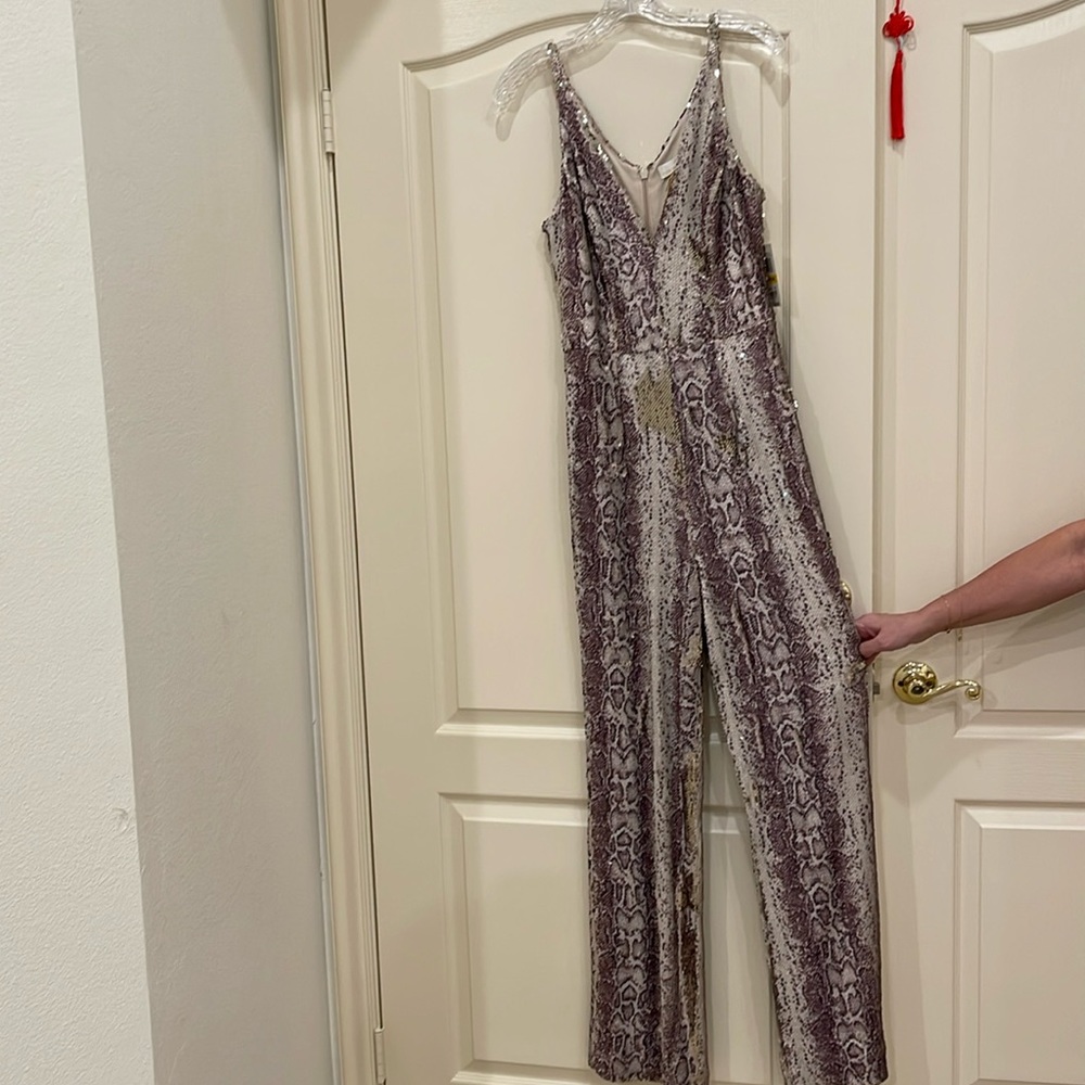 Dress the population , M , sequin , lavender and silver